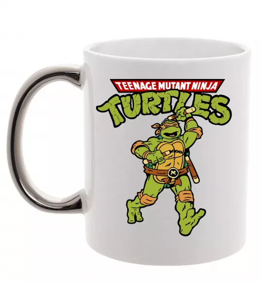 Чашка с цветной ручкой Ninja Turtles Мікеланджело Серебро фото