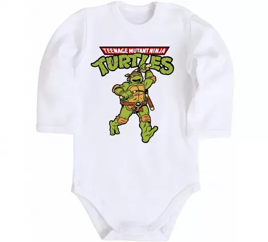 Детский боди Ninja Turtles Мікеланджело Белый фото