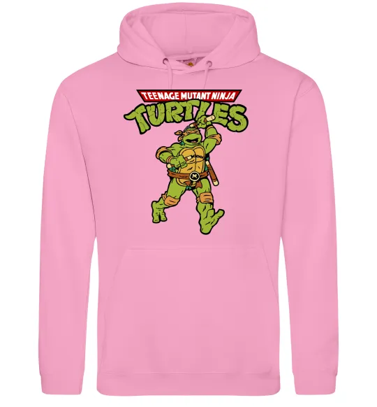 Женская толстовка (худи) Ninja Turtles Мікеланджело Розовый фото