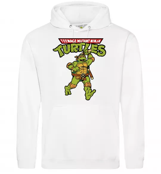 Женская толстовка (худи) Ninja Turtles Мікеланджело Белый фото