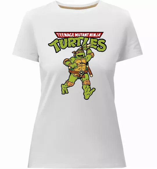 Жіноча преміум футболка Ninja Turtles Мікеланджело Білий фото