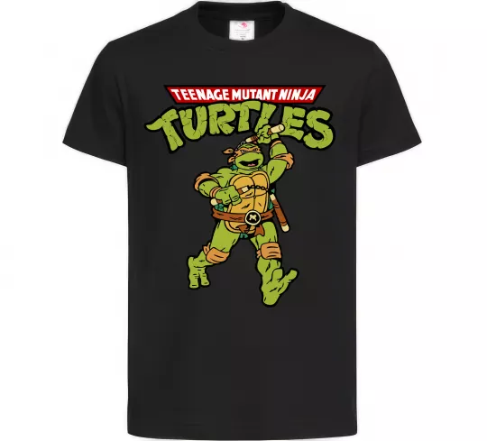 Детская футболка Ninja Turtles Мікеланджело Черный фото