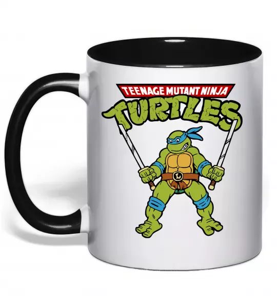 Чашка з кольоровою ручкою Leonardo Ninja Turtles Чорний фото