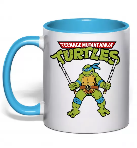 Чашка з кольоровою ручкою Leonardo Ninja Turtles Блакитний фото