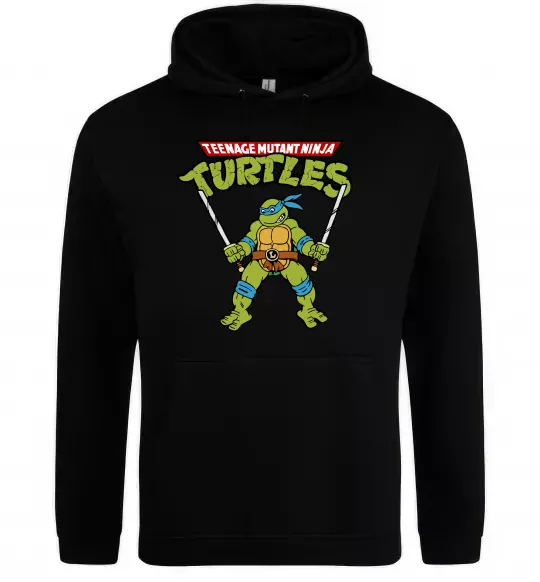 Чоловіча толстовка (худі) Leonardo Ninja Turtles Чорний фото