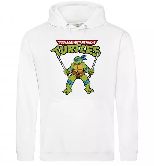 Чоловіча толстовка (худі) Leonardo Ninja Turtles Білий фото