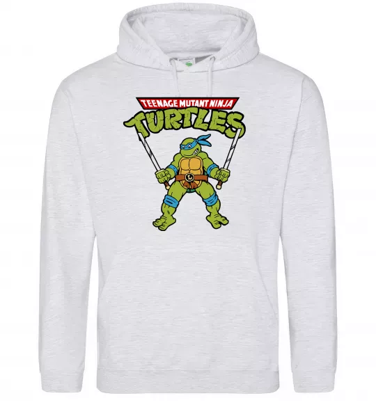 Чоловіча толстовка (худі) Leonardo Ninja Turtles Сірий меланж фото