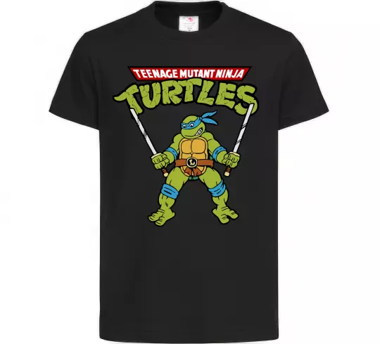 Дитяча футболка Leonardo Ninja Turtles Чорний фото
