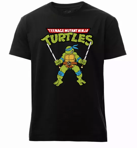 Чоловіча преміум футболка Leonardo Ninja Turtles Чорний фото