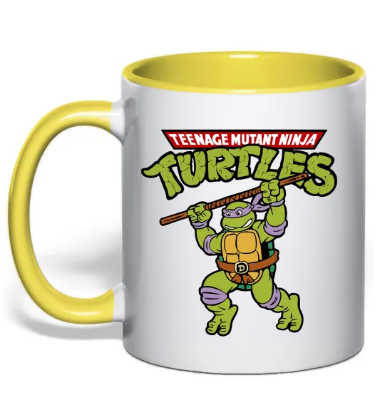 Чашка с цветной ручкой Ninja turtles Donatello Лимонный фото