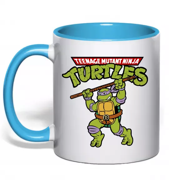 Чашка з кольоровою ручкою Ninja turtles Donatello Блакитний фото