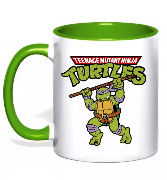 Чашка з кольоровою ручкою Ninja turtles Donatello Зелений фото
