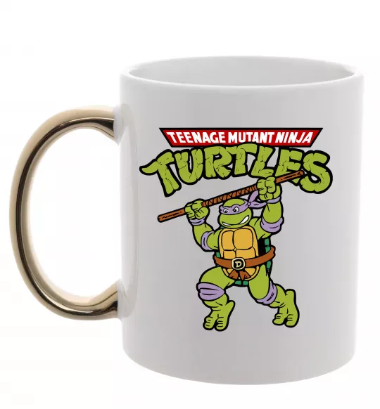 Чашка з кольоровою ручкою Ninja turtles Donatello Золото фото