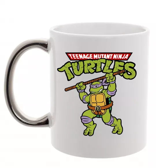 Чашка з кольоровою ручкою Ninja turtles Donatello Срібло фото