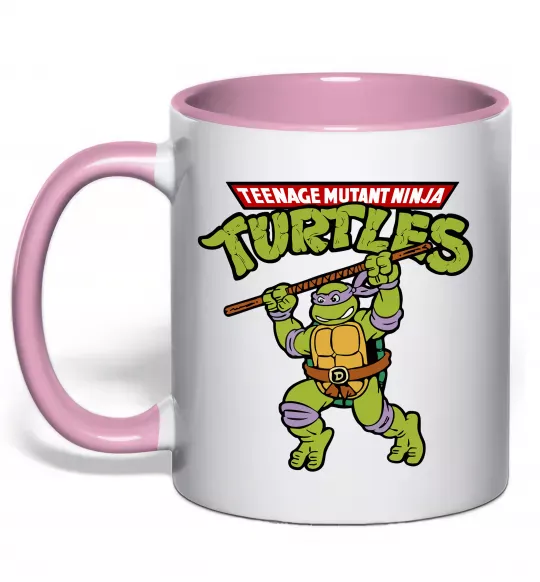 Чашка з кольоровою ручкою Ninja turtles Donatello Ніжно рожевий фото