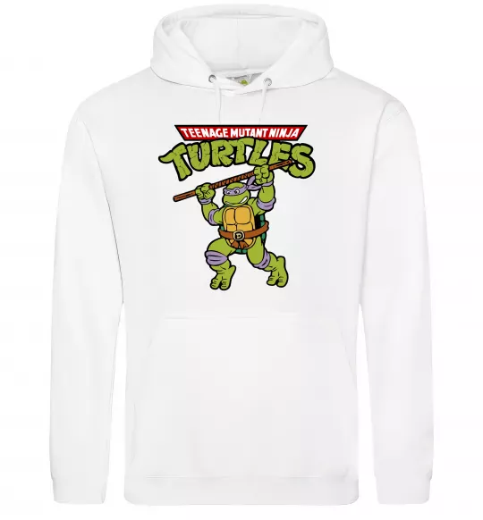 Чоловіча толстовка (худі) Ninja turtles Donatello Білий фото
