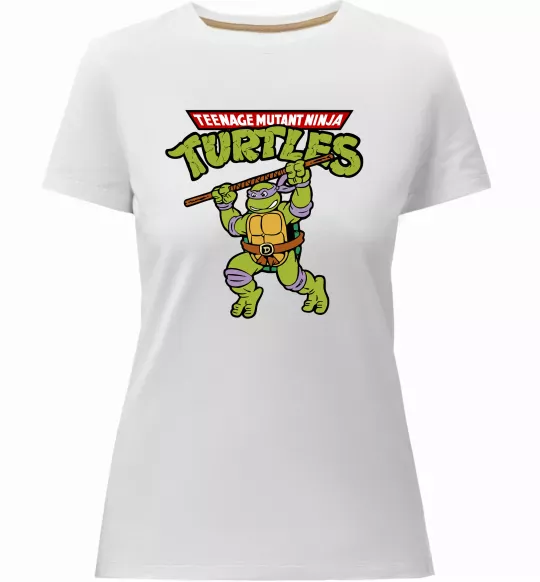 Жіноча преміум футболка Ninja turtles Donatello Білий фото