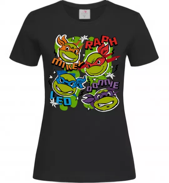 Жіноча футболка Mikey Raph Leo Donnie Чорний фото