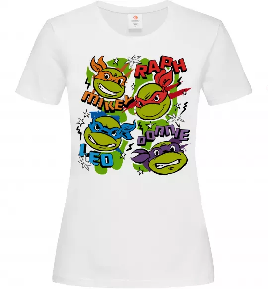Жіноча футболка Mikey Raph Leo Donnie Білий фото