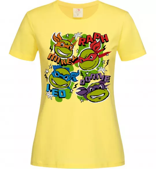 Жіноча футболка Mikey Raph Leo Donnie Лимонний фото