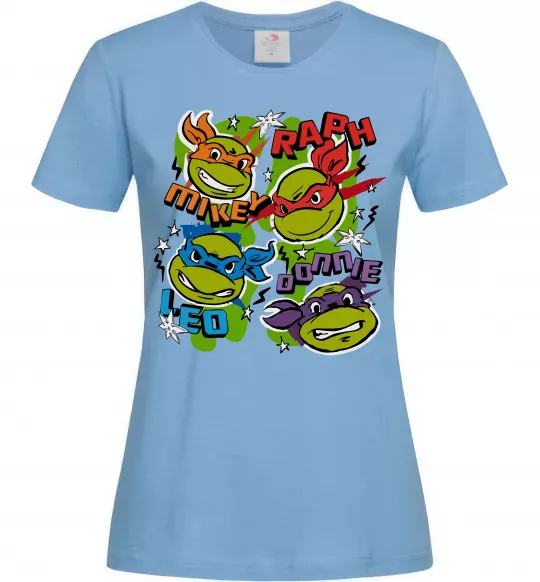 Жіноча футболка Mikey Raph Leo Donnie Блакитний фото