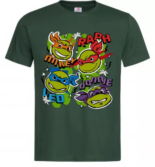 Чоловіча футболка Mikey Raph Leo Donnie Темно-зелений фото
