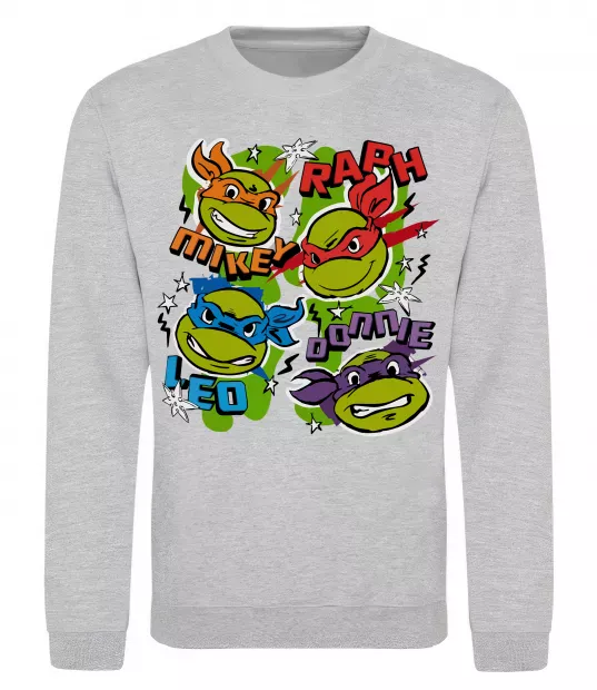 Свитшот Mikey Raph Leo Donnie Серый меланж фото
