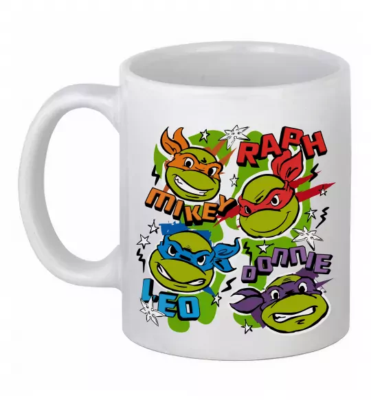 Чашка керамическая Mikey Raph Leo Donnie Белый фото