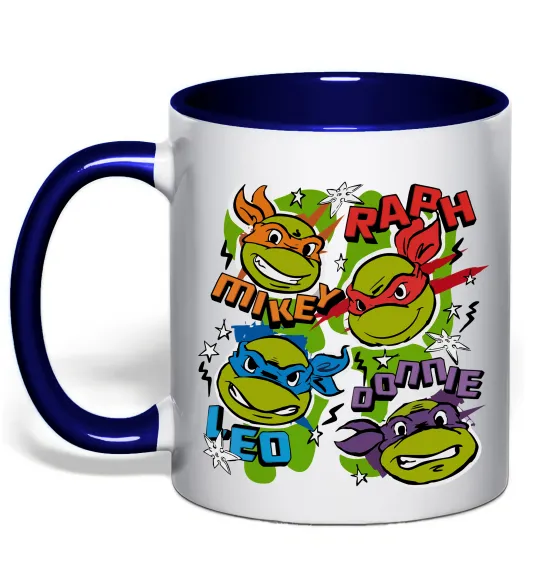 Чашка з кольоровою ручкою Mikey Raph Leo Donnie Глибокий темно-синій фото