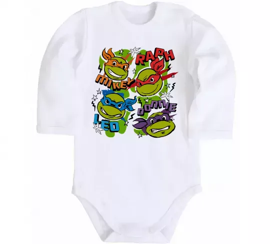 Детский боди Mikey Raph Leo Donnie Белый фото