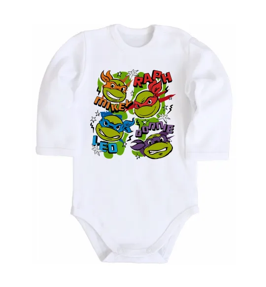 Детский боди Mikey Raph Leo Donnie Белый фото