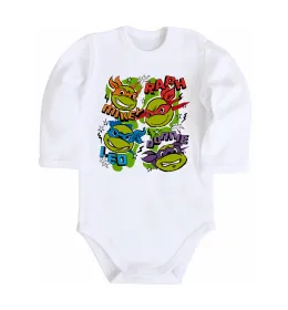Детский боди Mikey Raph Leo Donnie Белый фото