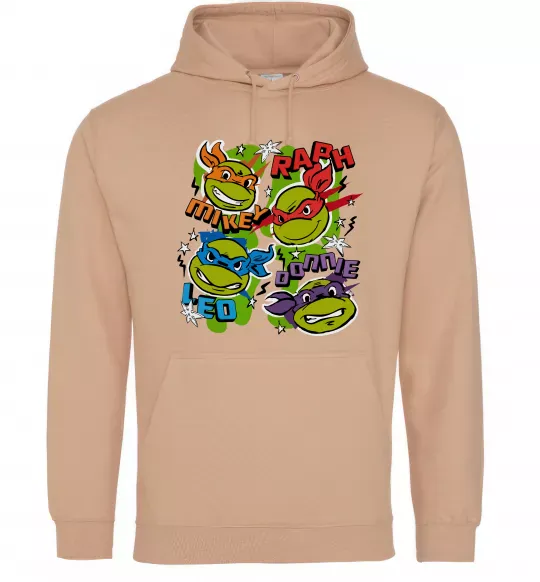 Чоловіча толстовка (худі) Mikey Raph Leo Donnie Пісочний фото