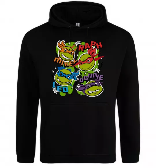Женская толстовка (худи) Mikey Raph Leo Donnie Черный фото