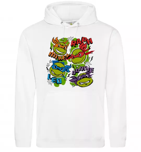 Женская толстовка (худи) Mikey Raph Leo Donnie Белый фото