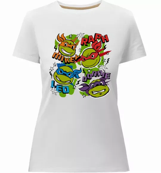 Жіноча преміум футболка Mikey Raph Leo Donnie Білий фото