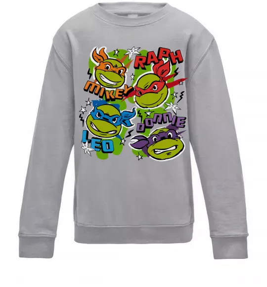 Дитячий світшот Mikey Raph Leo Donnie Сірий меланж фото