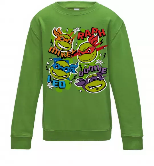 Дитячий світшот Mikey Raph Leo Donnie Лаймовий фото