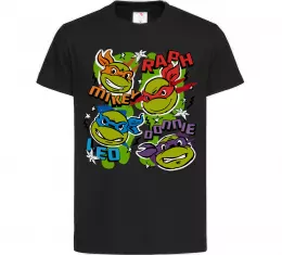 Дитяча футболка Mikey Raph Leo Donnie Чорний фото