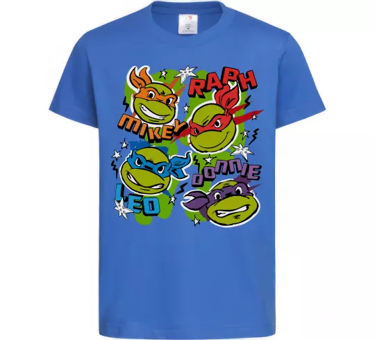 Дитяча футболка Mikey Raph Leo Donnie Яскраво-синій фото