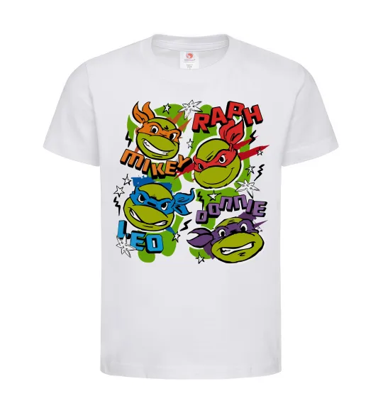 Детская футболка Mikey Raph Leo Donnie Белый фото