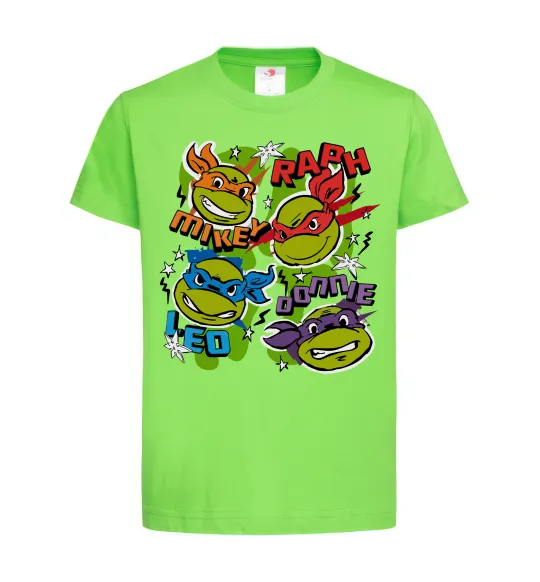 Детская футболка Mikey Raph Leo Donnie Лаймовый фото