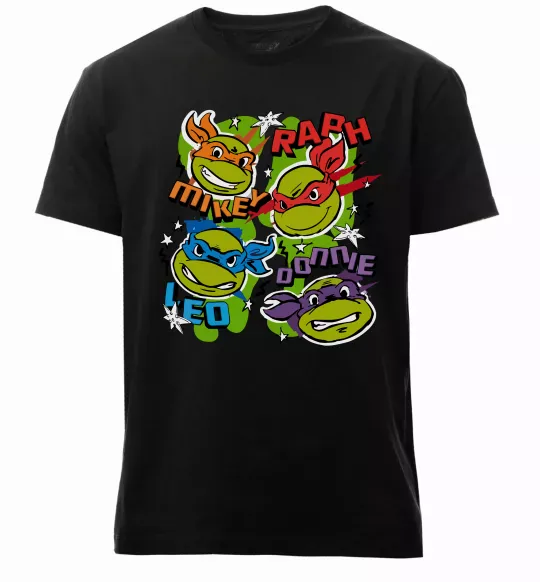 Мужская премиум футболка Mikey Raph Leo Donnie Черный фото