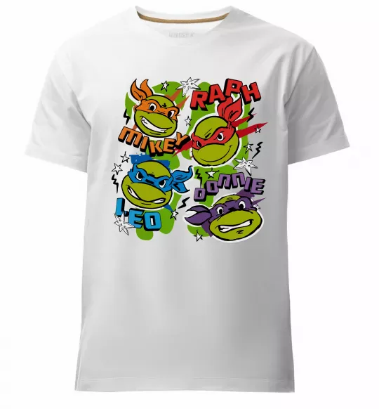 Мужская премиум футболка Mikey Raph Leo Donnie Белый фото