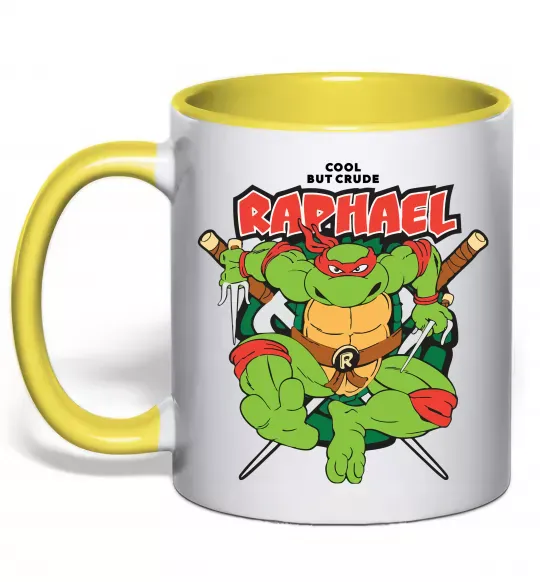 Чашка з кольоровою ручкою Рафаель Черепашки ніндзя Сонячно жовтий фото