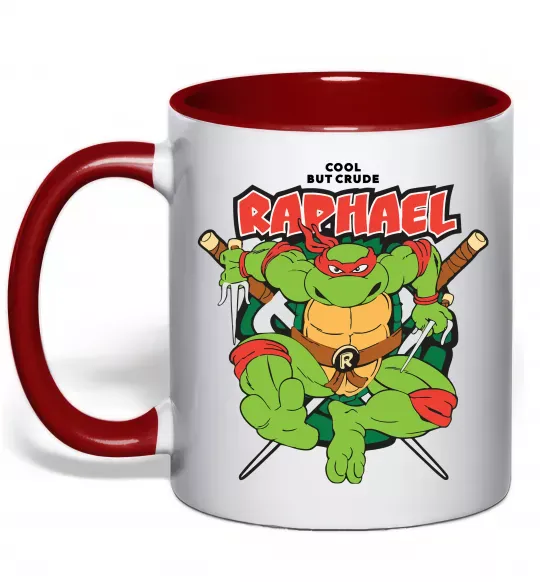 Чашка з кольоровою ручкою Рафаель Черепашки ніндзя Червоний фото