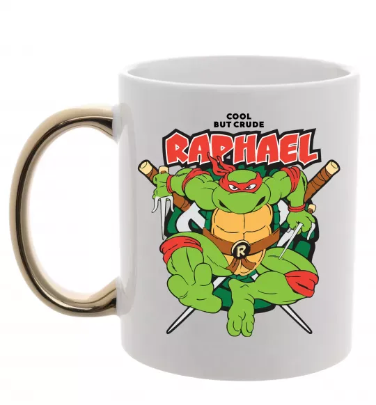 Чашка з кольоровою ручкою Рафаель Черепашки ніндзя Золото фото