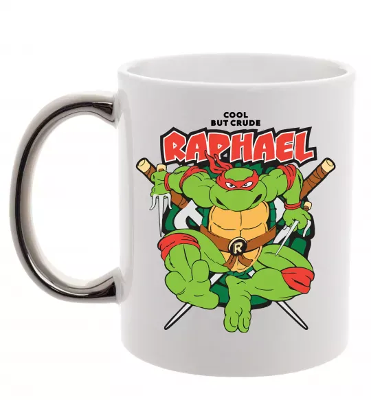 Чашка з кольоровою ручкою Рафаель Черепашки ніндзя Срібло фото