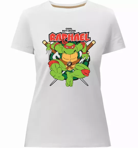 Жіноча преміум футболка Рафаель Черепашки ніндзя Білий фото