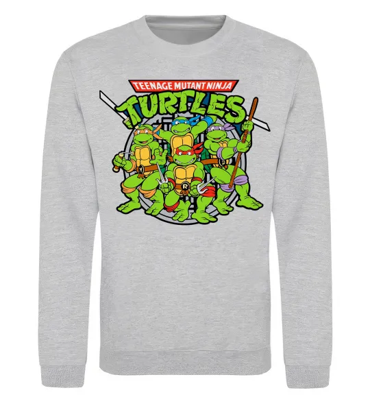 Свитшот Teenage mutant ninja turtles Серый меланж фото